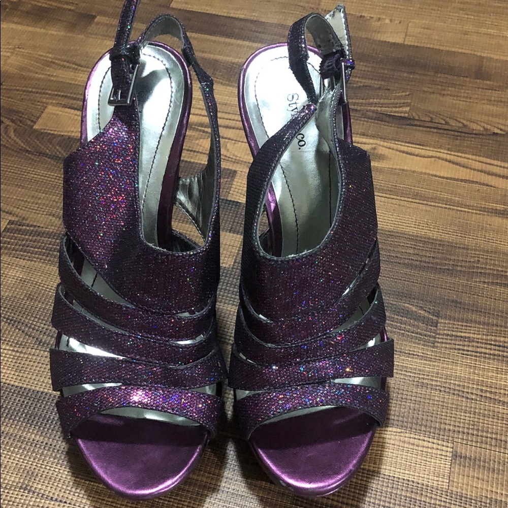 Style & Co. Purple Glitter Slingback Heels